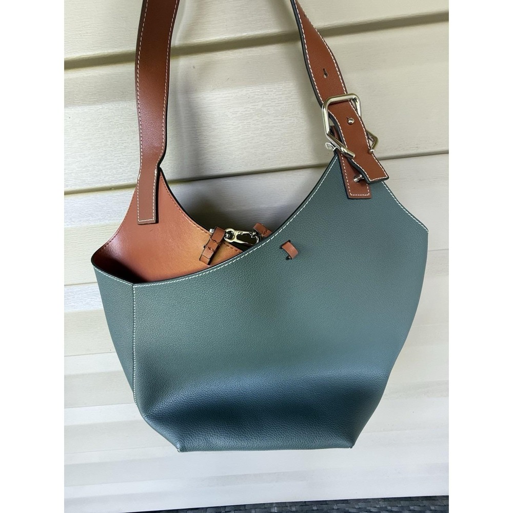 MDBM Maison De Beaute Marseille Cholet Bucket Shoulder Bag Green/Brown NWOT
